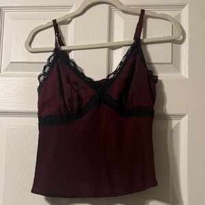 Wild Fable Burgundy Camisole with Black Lace